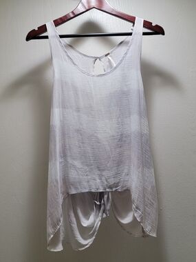 Free People White Sheer Layered Tie-Back Tank